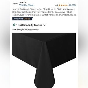 Black rectangular tablecloth 60 x 84